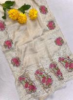 Silk Cream Festival Wear Cut Work Saree